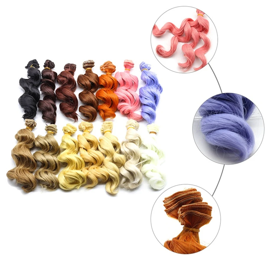 Diy Bjd парик аксессуары 1 шт 15*100 см кукла волос для 1/3 1/4 1/6 1/12 натуральный Цвет синтетического волокна вьющиеся кукольные волосы парик