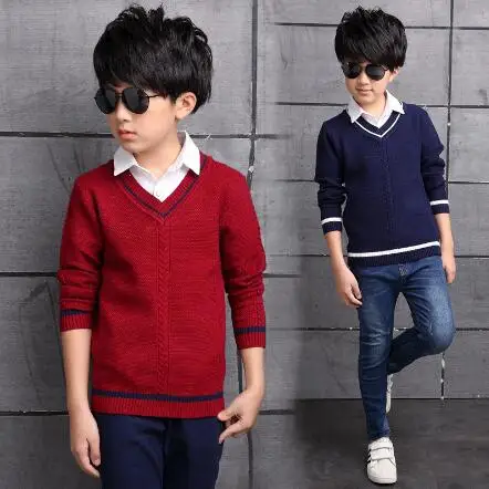 

2018 Autumn Boys Sweater Long-Sleeved Casual Cotton Pullover Kids Boys Knitted Sweater Fashion Children Clothes