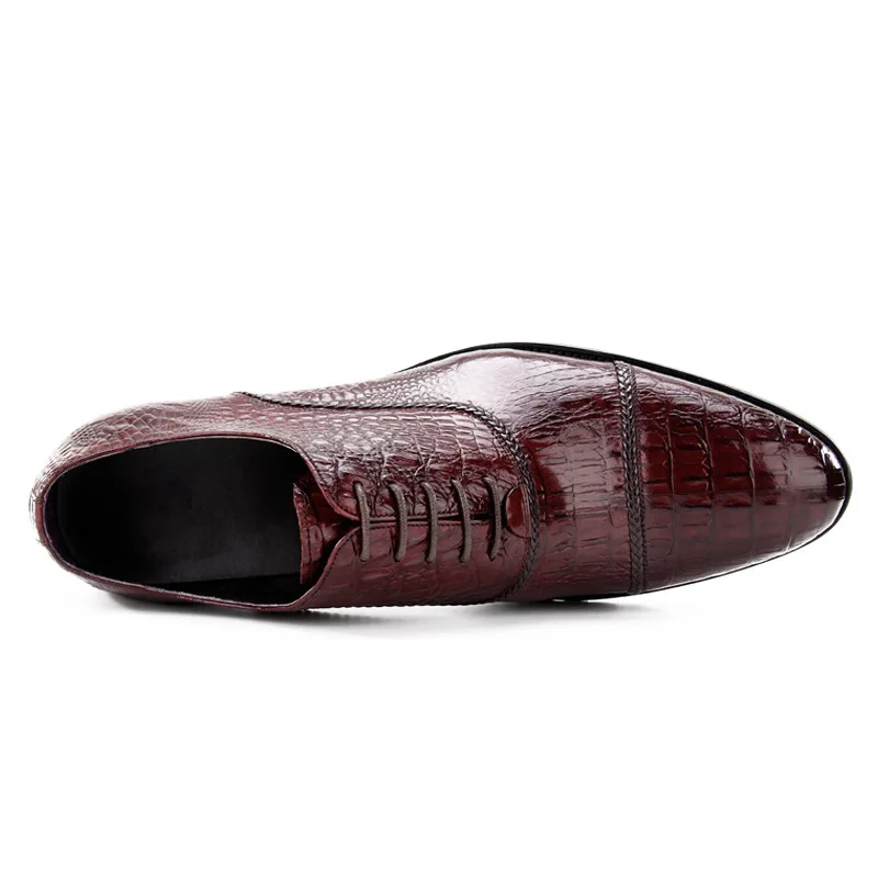 Hombre Zapatos Dedo Pie Vino Hombres Oxford 44 Diseñador Del rojo wine De Negocios 38 Los Genuinos Cuero Negro Black Zapato Red Vestido wzOa8qI