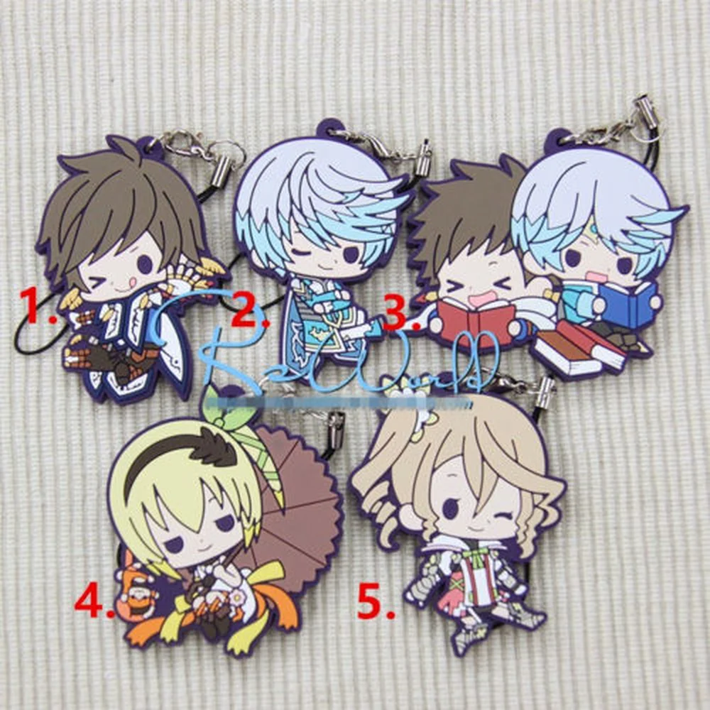 

T282 Anime Tales of Zestiria Mikleo Sorey Rubber Keychain Key Ring Rare