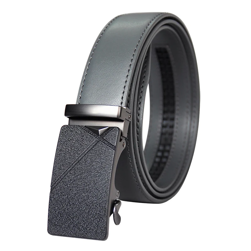 

New Designer Popular Luxury Brand Cowhide Leather Belt Men Black Gray Automatic Buckle Business Casual Belts For Men 3.5 Width