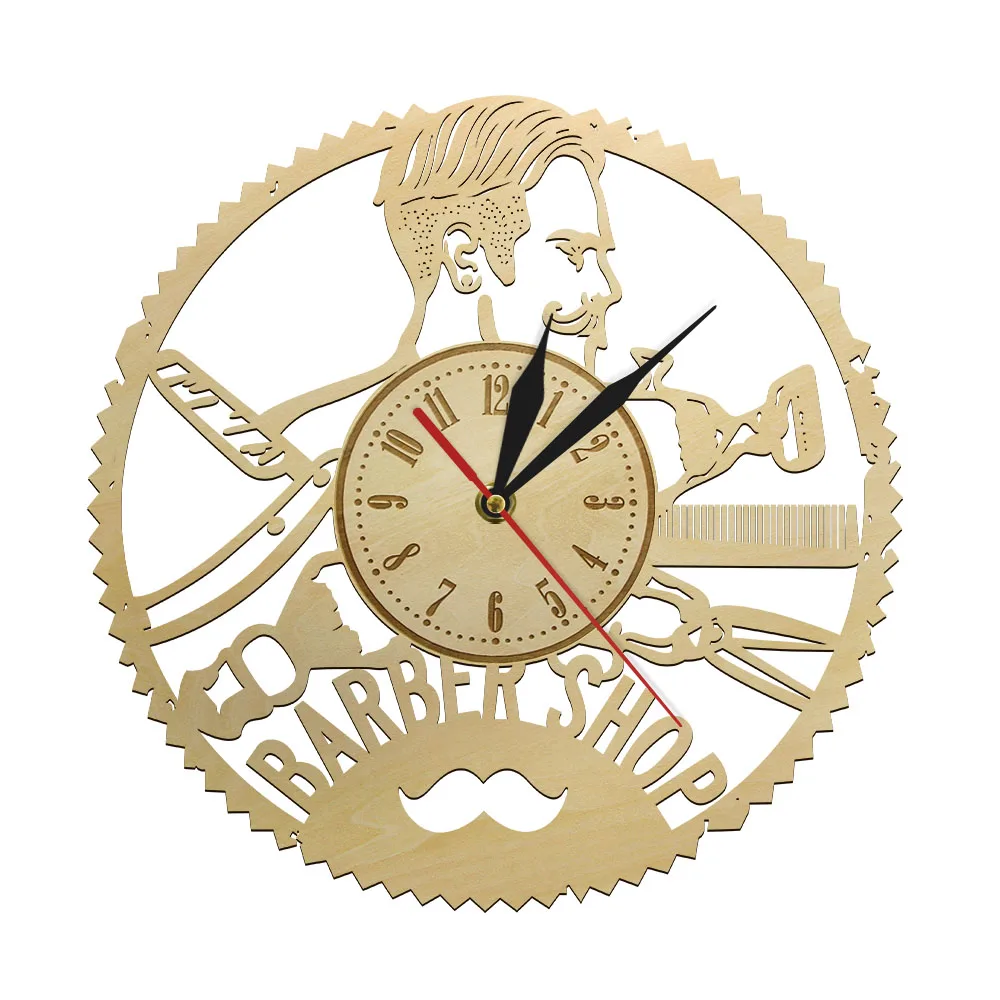 

Barber Shop Wall Clock Hipster Hairdresser Hair Salon Beauty Salon Wood clock Wall Watch Handmade Barber Shop Rustic Wall Decor