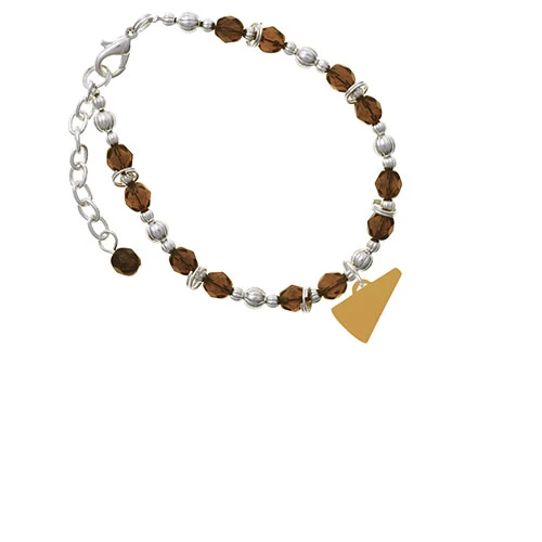 Acrylic 3/4 Goldtone Megaphone Brown Beaded Bracelet