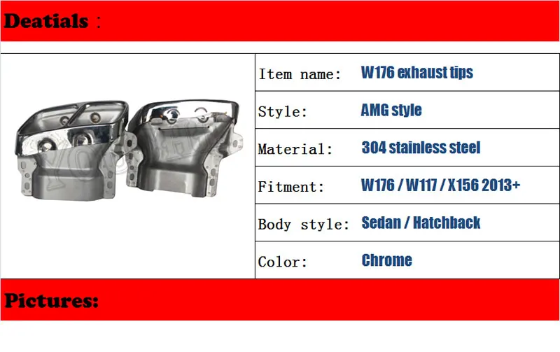 304 Нержавеющая сталь выхлопные трубы 4 розетки конец трубы для Mercedes A W176 CLA класс W117 GLA X156 с AMG посылка 2013