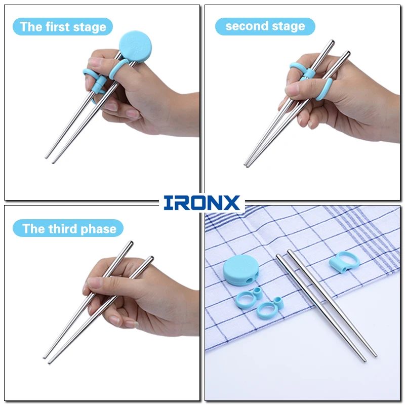 IRONX учебные палочки из нержавеющей стали Чоп палочки для детского просветления Милая свинья