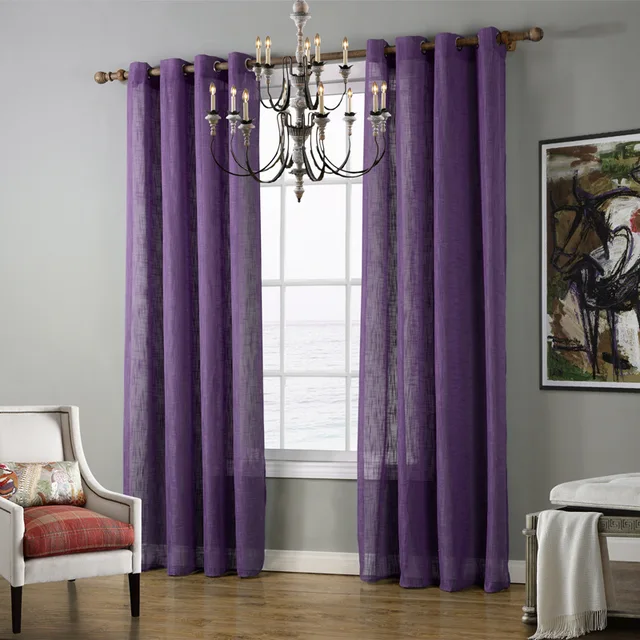 Sheer Tulle curtains voile green blue purple curtains for living room