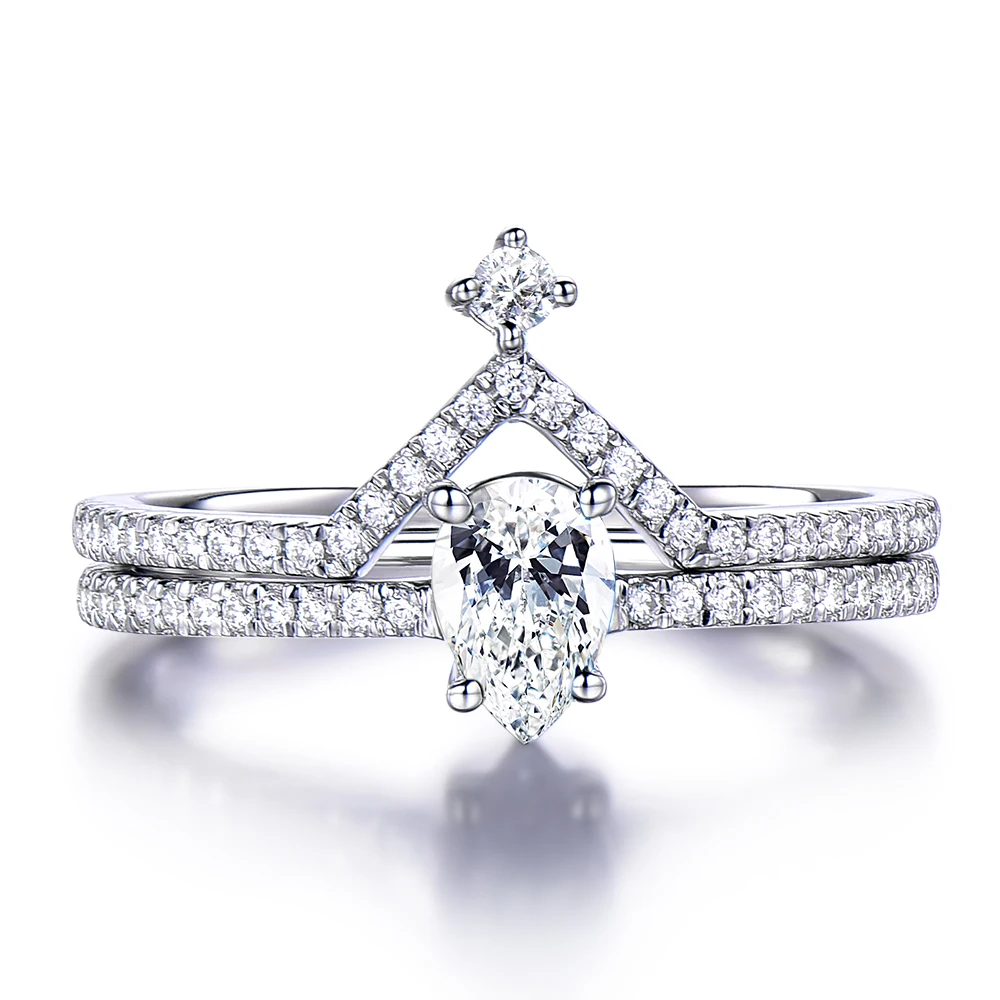 14k White Gold Cz Cubic Zirconia Diamond Engagement Ring Set
