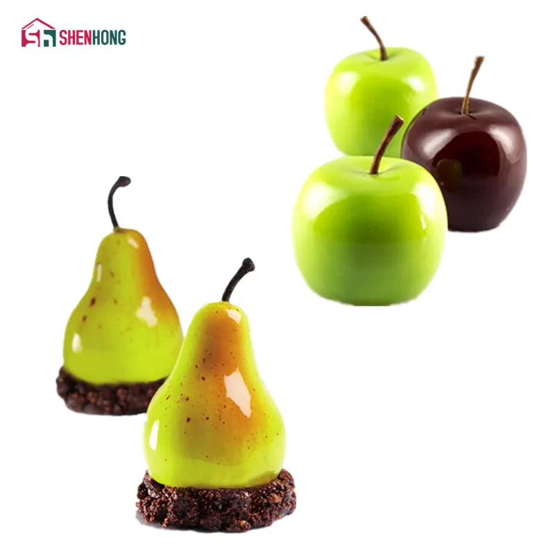 

SHENHONG Apple And Pear Fruit 3D Mousse Mold Silicone DIY Mould Cupcake Cookie Muffin Soap Moule Baking Tools