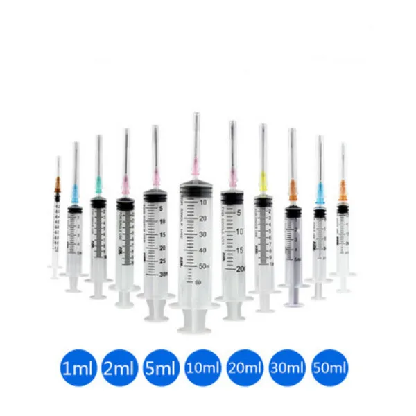 

20Pcs/lot 1ml 2ml 5ml 10ml 20ml 30ml Disposable Medical Syringe Sterilization Injection with needle head free shipping