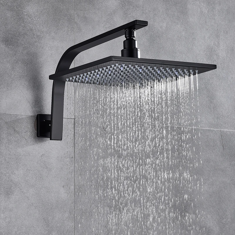 quyanre wanfan frap gappo black concealed shower faucet set rainfall shower head with embedded box singel handle mixer tap bathroom shower4