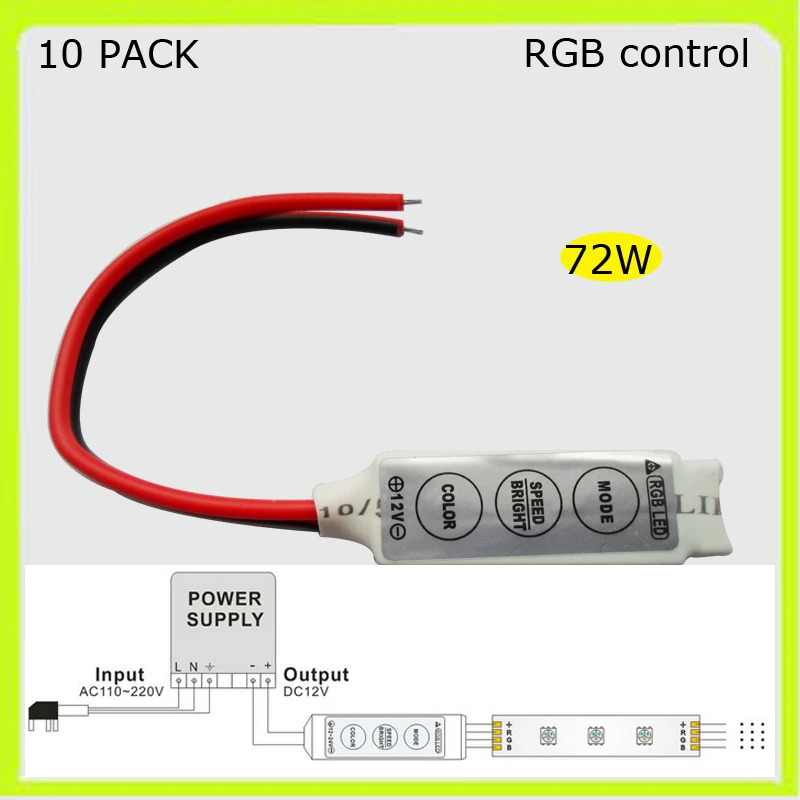

10 PACK MINI 12V led controller RGB led strips 3528SMD accessories tape5050SMD led strings colorful 72W