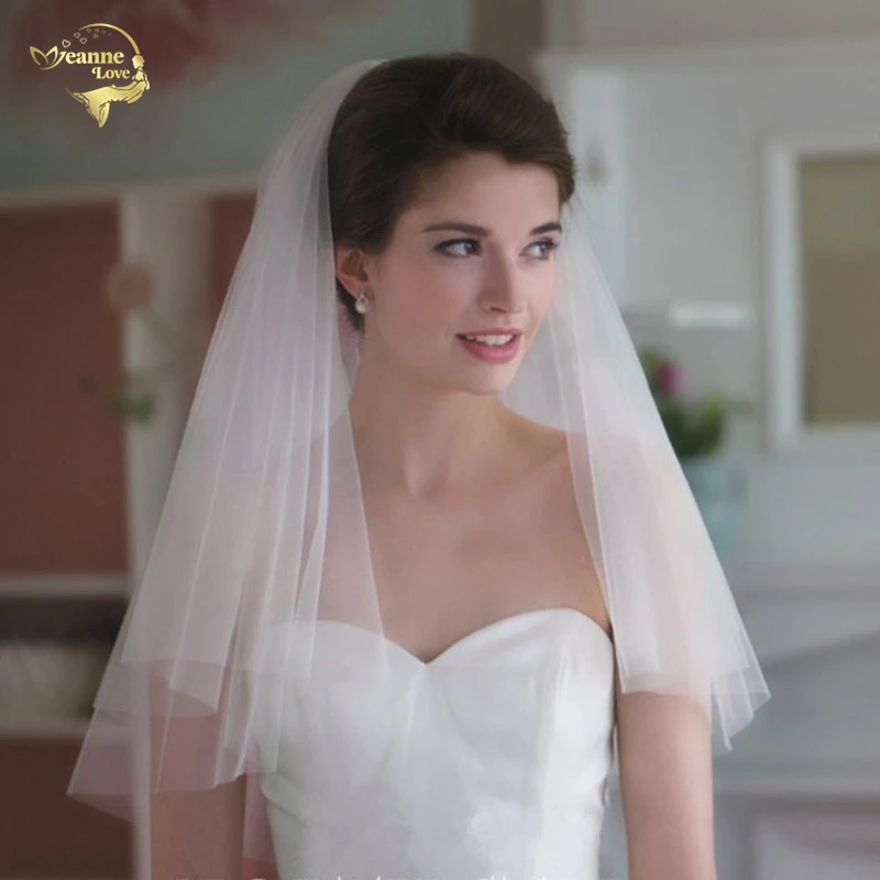 Короткая Фата с расческой оптовая продажа простая свадебная фата из тюля