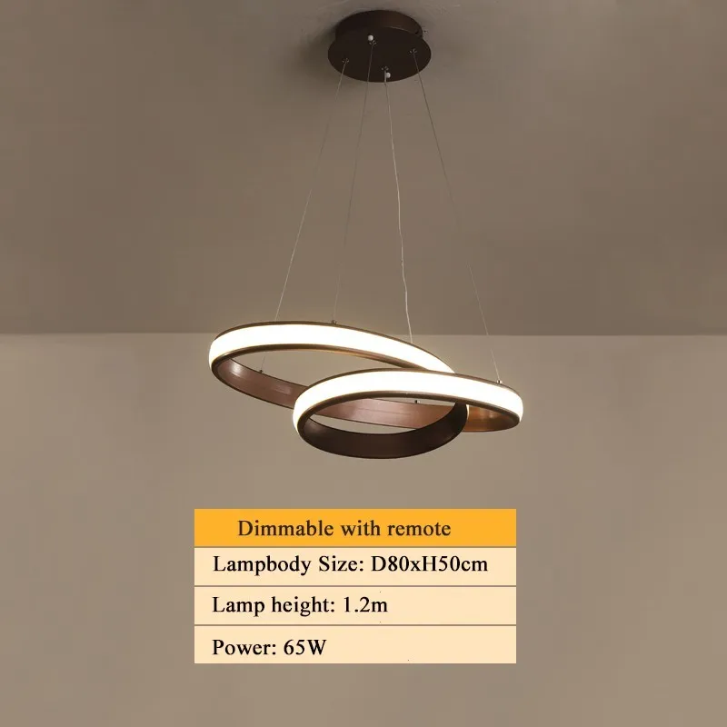 Dimmable D80xH50CM Современный светодиодный подвесной светильник для столовой, гостиной, подвесной светильник, акриловый простой светодиодный подвесной светильник белого и кофейного цвета - Цвет корпуса: Dimmable D80xH50CM