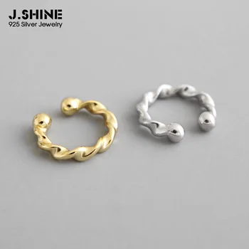 

JShine 1PC Two-tone S925 Sterling Silver Open Ear Clip INS Simple Mobius Twist Female Clips Earrings without Pierced Ear Clip
