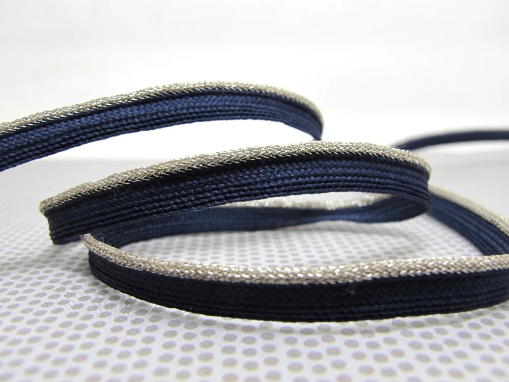 

5 Yards 7mm Silver and Navy Piping Lip Cord Trim|Pillow Cushion Trim|Upholstery Edging Trim Sewing Supplies