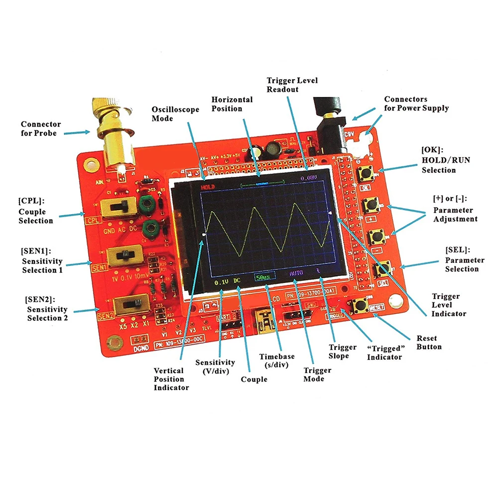 DSO138 DS0138 2," TFT карманный цифровой портативный осциллограф акриловый DIY для DSO138 Полный Собранный