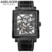 AGELOCER черный светящийся Швейцарский модный аналоговый дисплей мужские механические Скелетон наручные часы лучший бренд Роскошные часы запас мощности