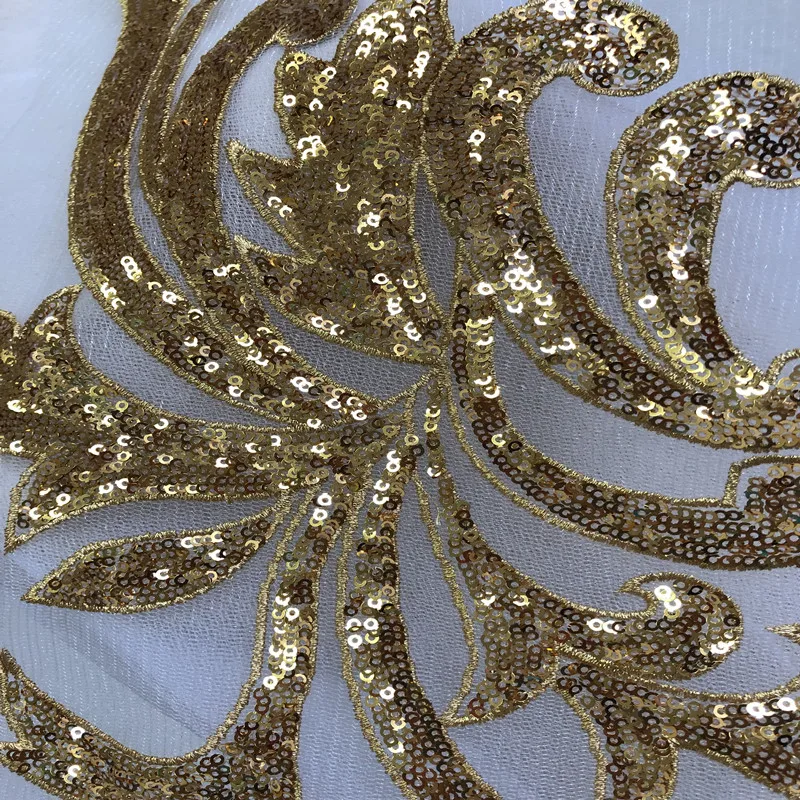 SASKIA 1 пара золотые блестки декольте цветок сетка Вышивка Патчи Свадебные африканские кружева швейная ткань аппликация Одежда Платье Diy