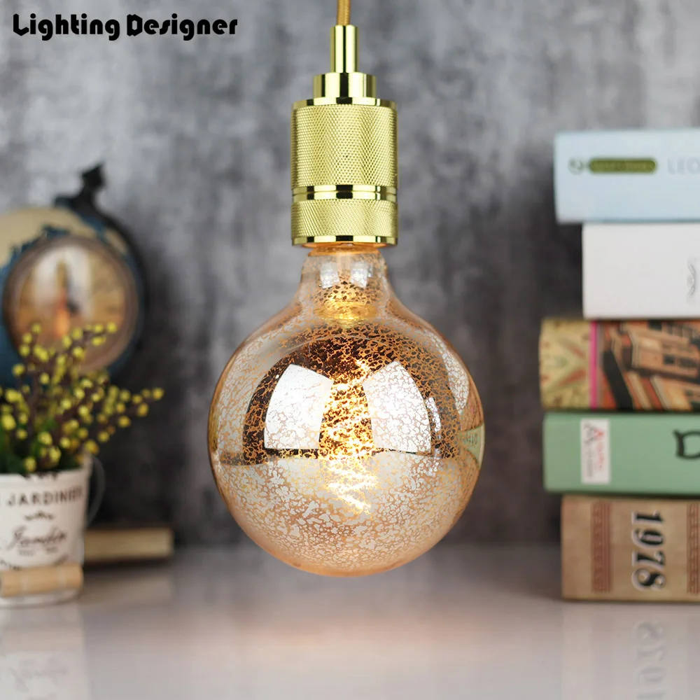 

G125 led edison bulb spiral dimmable light Leopard print amber retro saving lamp vintage filament bubble ball bulb E27 led light