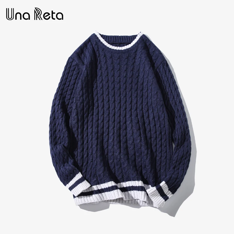 

Una Reta Men's Sweater New Winter Casual Solid Twist Pullover Men Plus Size Vintage Knitted Sweaters Men Clothes