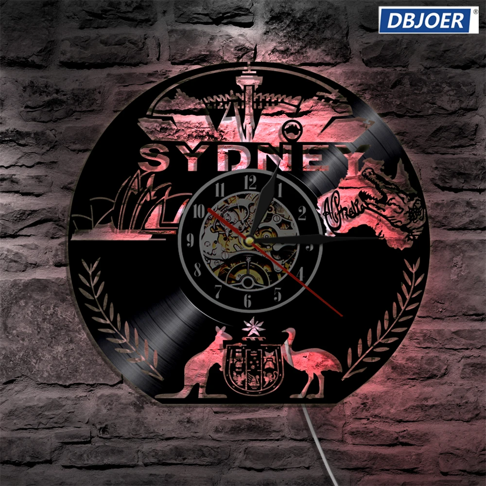 

Sydney City LED Vinyl Clock Lighting Color Change Wall Light Remote Control Modern Backlight Cool Living Room Interior