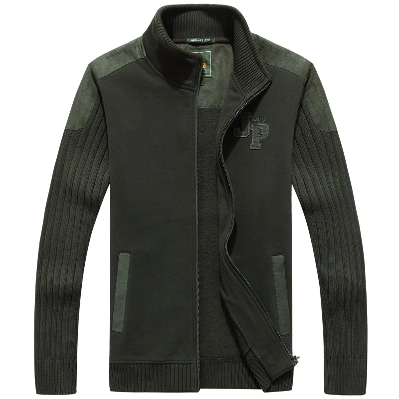 

AFS Jeep High Quality Stand Collar Military Sweater,New Design Thick Fleece Inner Cardigan Keep Warmly Knitted Under wear