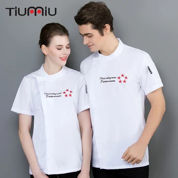

Kitchen Chef Uniform Short Sleeve Breathable Pentagram Waiter Jackets Cooking Shirt Unisex Workwear Chaqueta De Chef Hombre