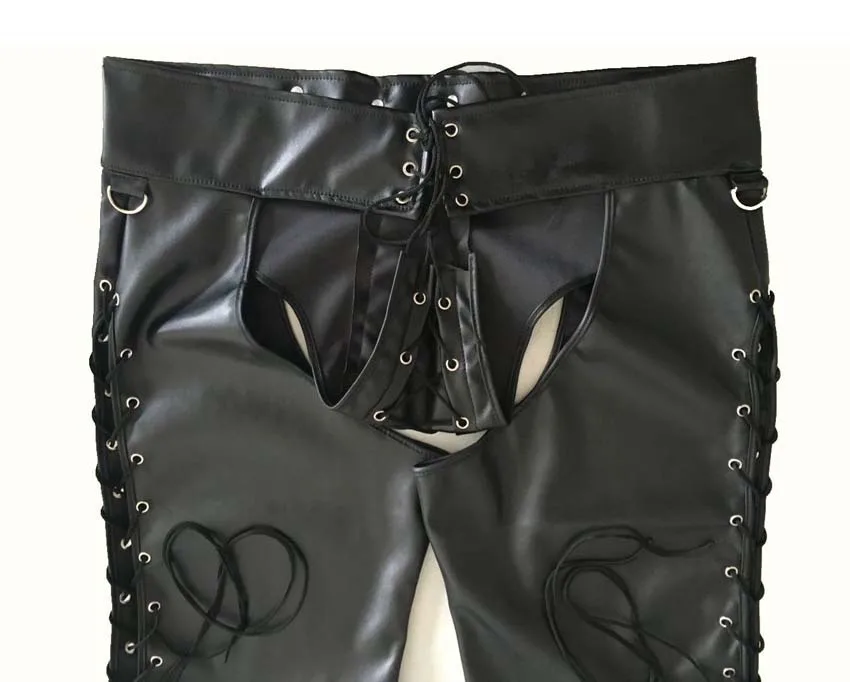 Sexy Men Plus Size Men stretch g string panties Men stretch thong underwear Men patent leather briefs Men lingerie briefs Erotic Jockstrap Bandage Faux Leather Panties Hollow Out Open Crotch Shiny Clubwear Gay Wear