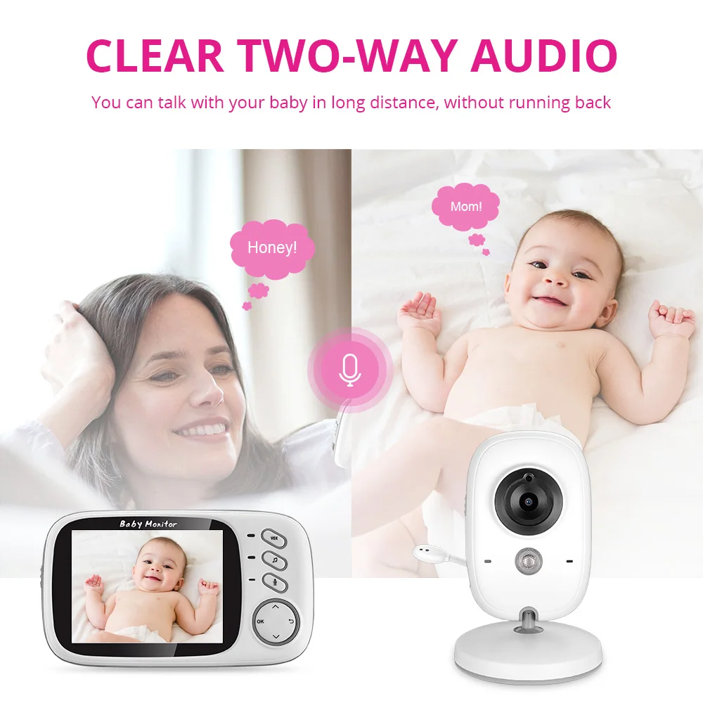 VB603 Baby Monitor 3.2inch Portable Wireless Indoor Temperature Monitoring Baby care Colorful Night
