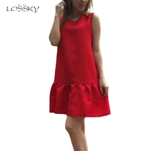 

Vestidos Sexy Ruffles Women Dress Summer Sleeveless Casual A Line Bodycon Dresses Party Cocktail Short Mini Tube Beach Dress