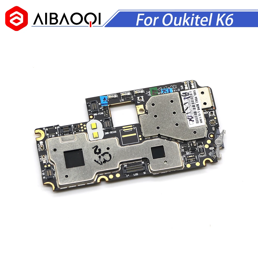 

AiBaoQi New Original mainboard 6G+64G ROM Motherboard flex cable board for Oukitel K6 Android 7.1 MTK6763 Octa Core Phone