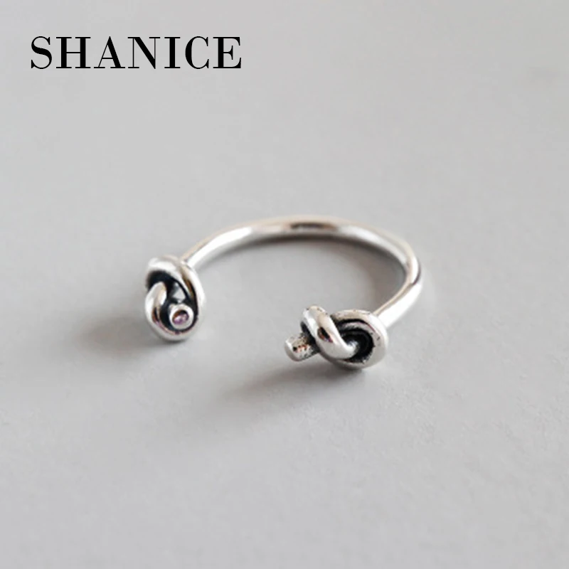 

SHANICE Trendy 925 Sterling Silver Open Ring For Women Retro knot Opening Bijoux Femme Cool Jewelry