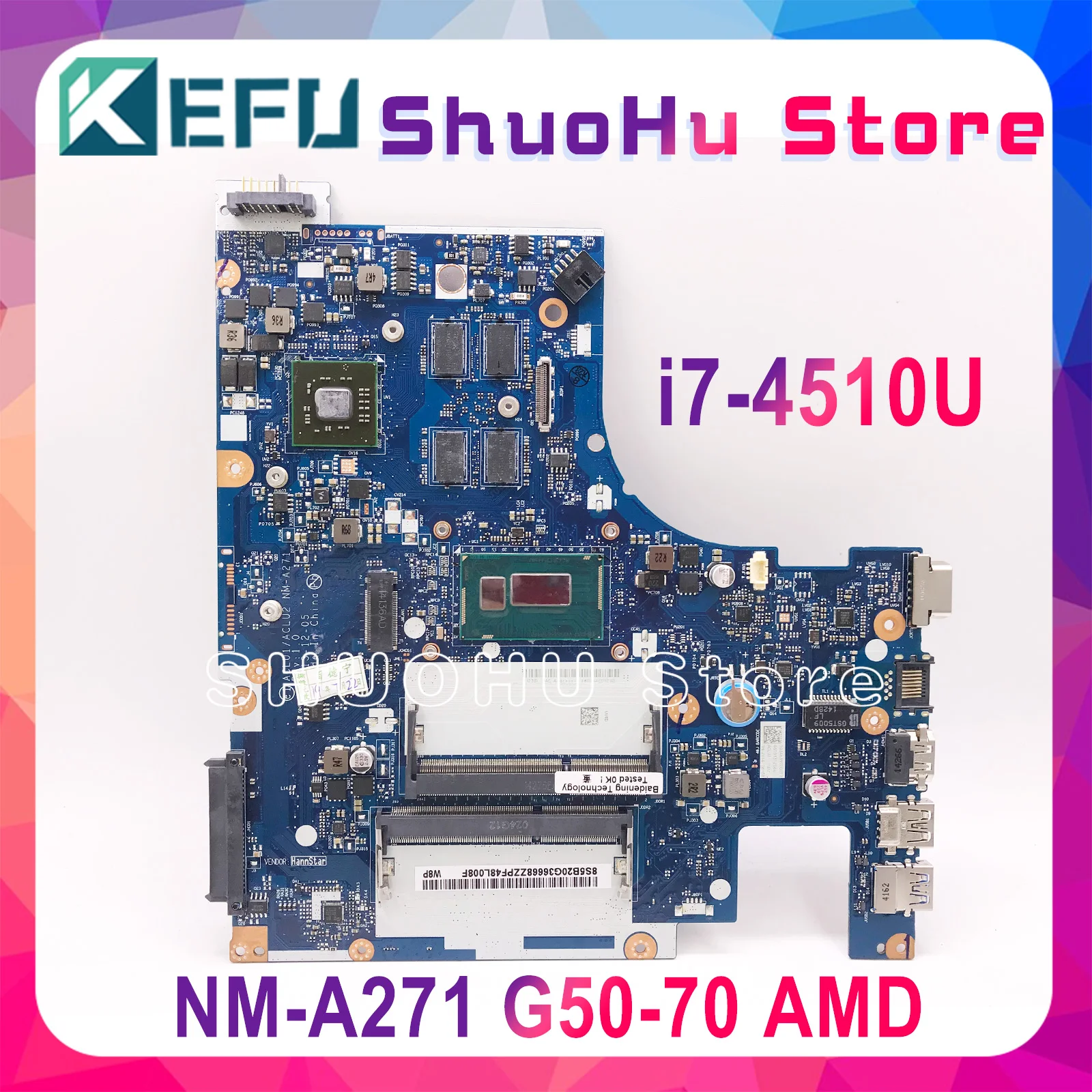 Kefu G50-70 для lenovo G50-70 Z50-70 g50-70m материнская плата I7-4510U ACLU1/ACLU2 NM-A271 Rev1.0 с Видеокарта AMD Тесты