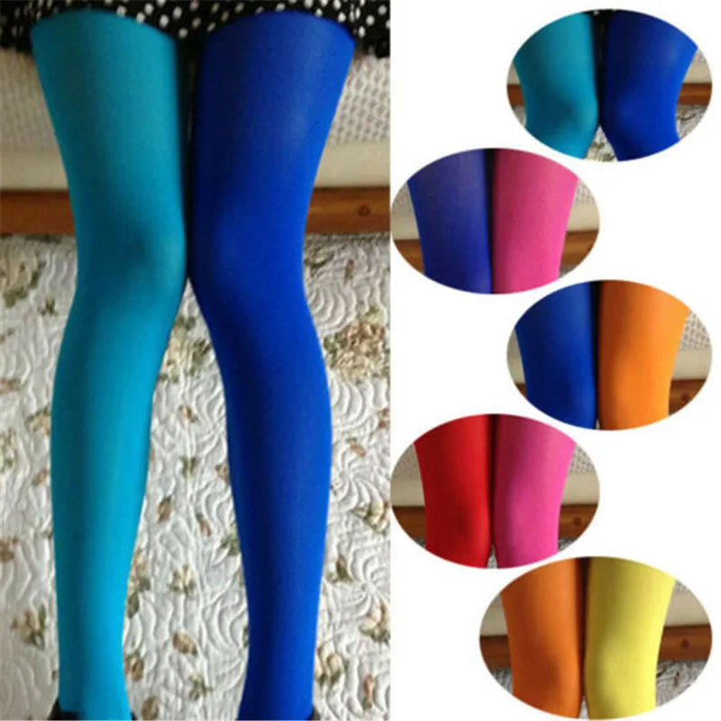 Girls Patchwork Footed Tights Women Stretchy Pantyhose Stockings Elastic Two Color Silk Stockings Female Skinny Legs Pantyhose 5
