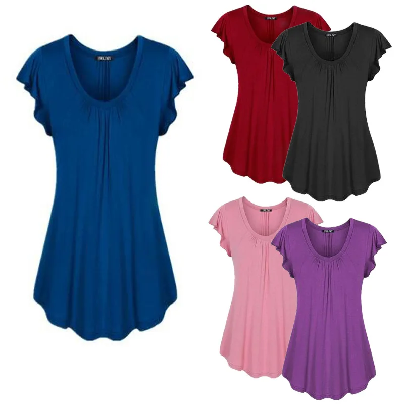 

Plus Size 6XL 2022 Summer T Shirt Women Butterfly Sleeve O-neck Solid Cotton T-shirt Tops Female Casual Loose Korean Clothes