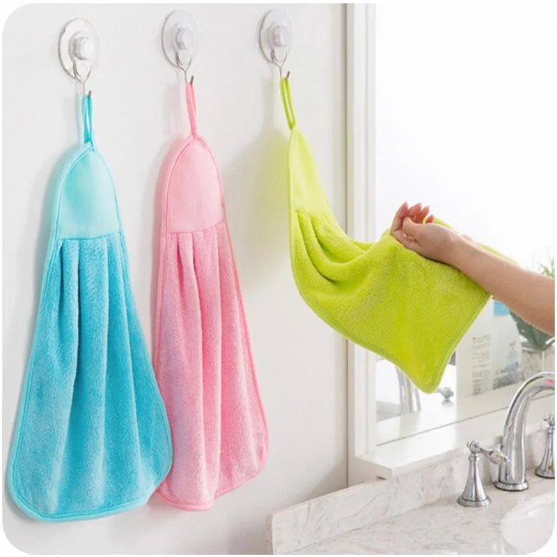 Summitkids 1PC Quick drying Hanging Hand Towels Kitchen Towel Coral