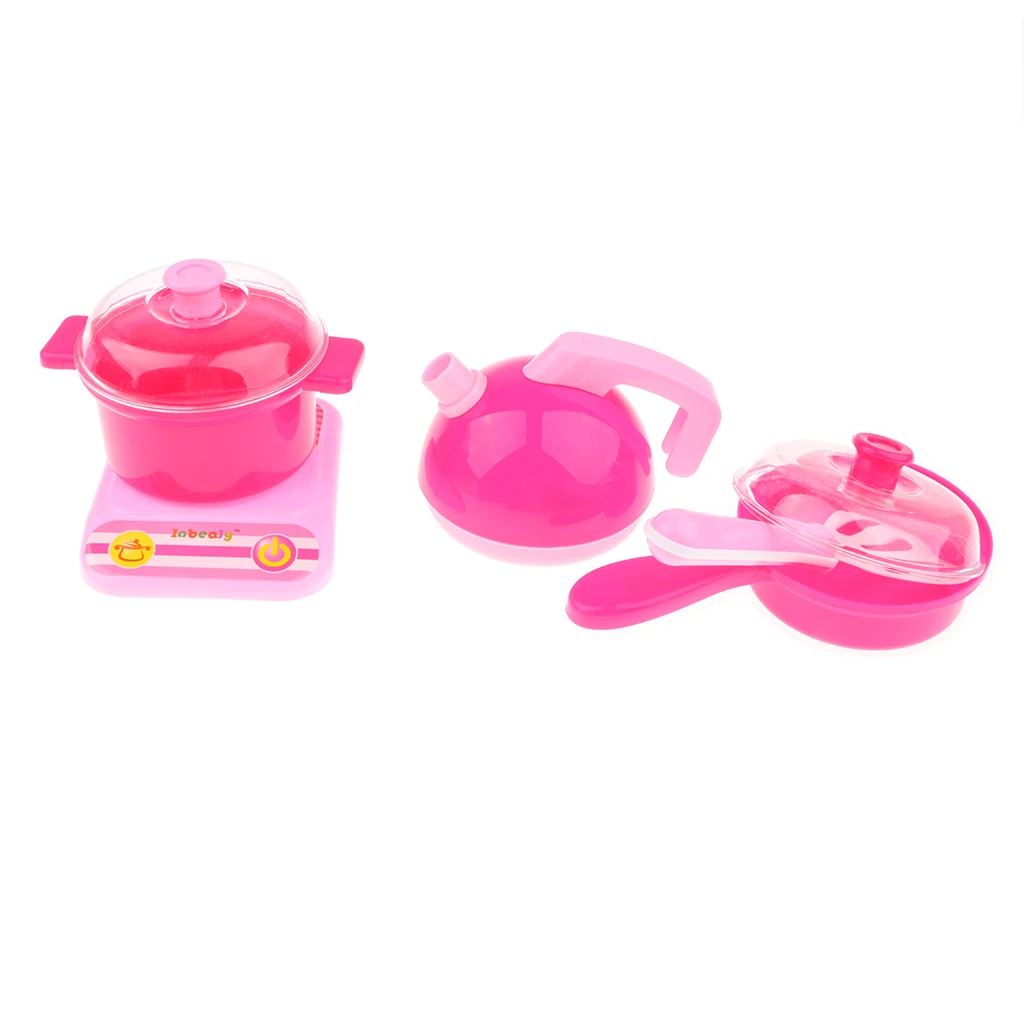 Kids Pink Kitchenware Utensils Set, Cooking Appliance, Food, Plate and Cup Pretend Toys