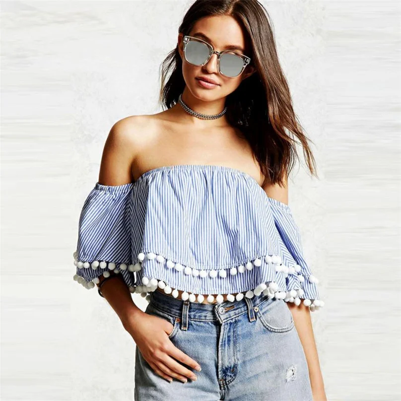 Pink Backless Off Shoulder Design Bell Sleeves Blouses