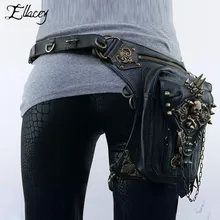 Панк Винтажный металлический череп мотоциклетная сумка цепь заклепки ремень стимпанк поясная сумка Байкерская сумка почтальона поясная сумка