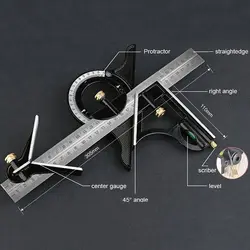 12 ''Метрическая метка нержавеющая сталь комбинации квадратный и транспортир измерительный инструмент