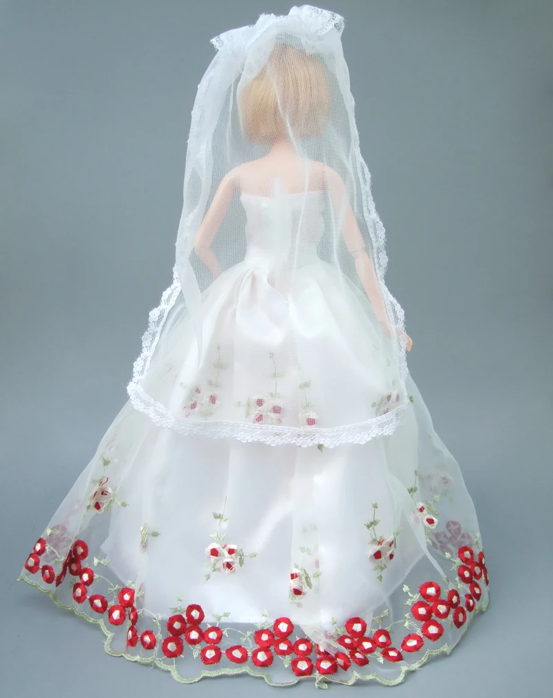 Vestido bordado blanco para boda, vestido de encaje para muñeca