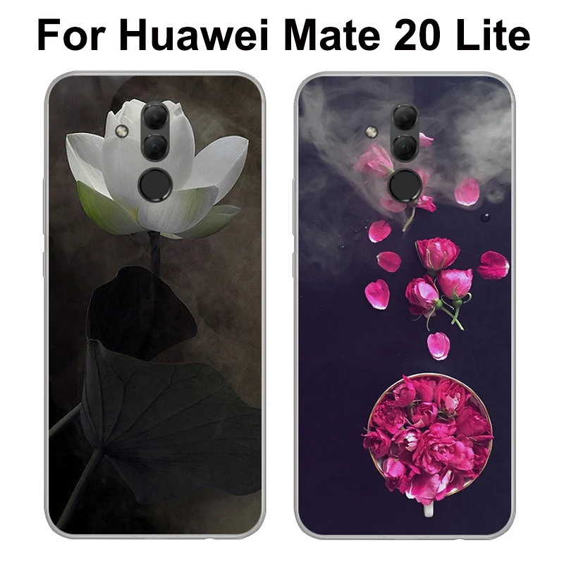Роскошные мягкие чехлы для телефонов Huawei Mate 20 Lite чехол в цветочном стиле Mate20