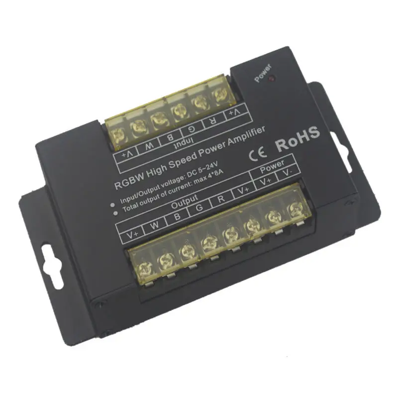 

Led RGBW amplifier DC5-24V 32A 4 channel led amplifier input PWM dimming signal Output RGBW led strip power repeater controller