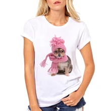 Женская модная Милая футболка с принтом Чихуахуа мопса/котенка ангела/йоркширской собаки, футболка с коротким рукавом, дизайн одежды