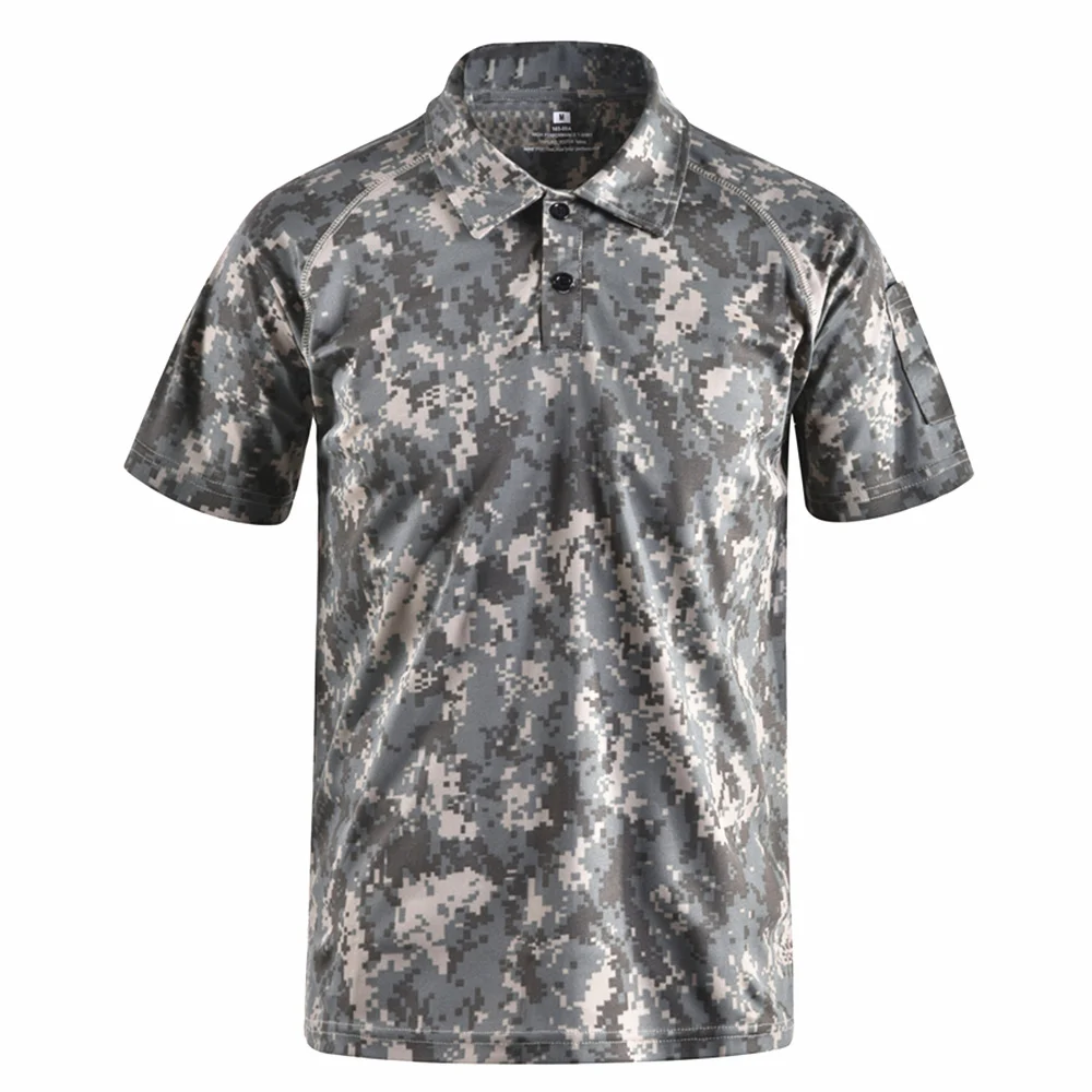 tático camuflagem polo camisa verão roupas casuais