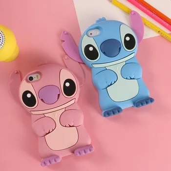 

3D Cartoon Lilo Stitch Soft Silicone Case For iPhone 6 6S 7 8 Plus X 4 4s 5 5s SE Air Stogdill Silicone Movable Ear Coque Fundas