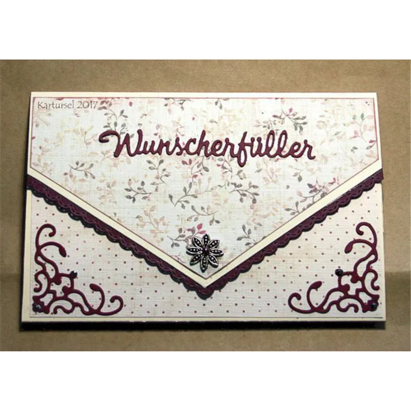 GJCrafts German Wunscherfueller Letter Dies Word Metal Cutting Stencils for DIY Scrapbook Card Decor Embossing Craft | Дом и сад