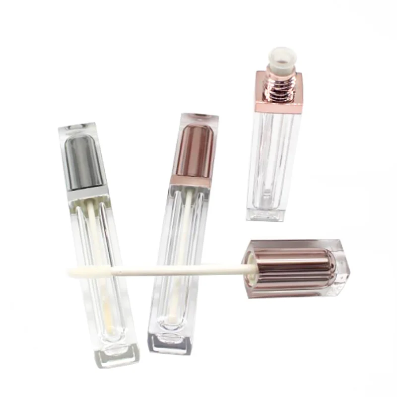 

10/40pcs 7ML Rose Gold Empty Lip Gloss Tube, Square Silver Lip Gloss Refillable Bottles,Plastic Liquid Lipstick Container