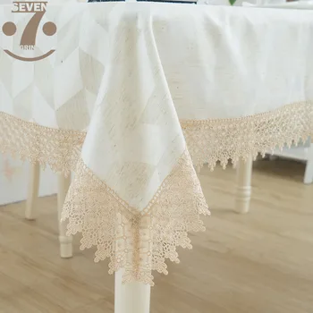 

Free Shipping 130x180cm Polyester Cotton Fabric Light Green Color Dyed Yarn Geometric Table Cloth