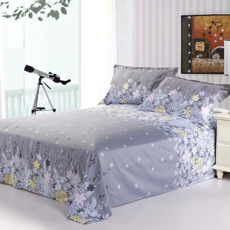100 Cotton Home Textile Flowers Bedding Coverlet Flat Sheet Coverlid